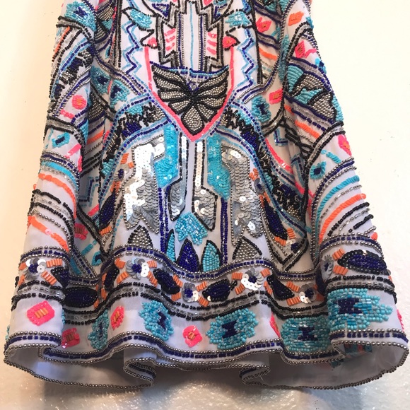 Parker Beaded Multicolor White Mini Cocktail Dress - New With Tags NWT $396 - Picture 4 of 16